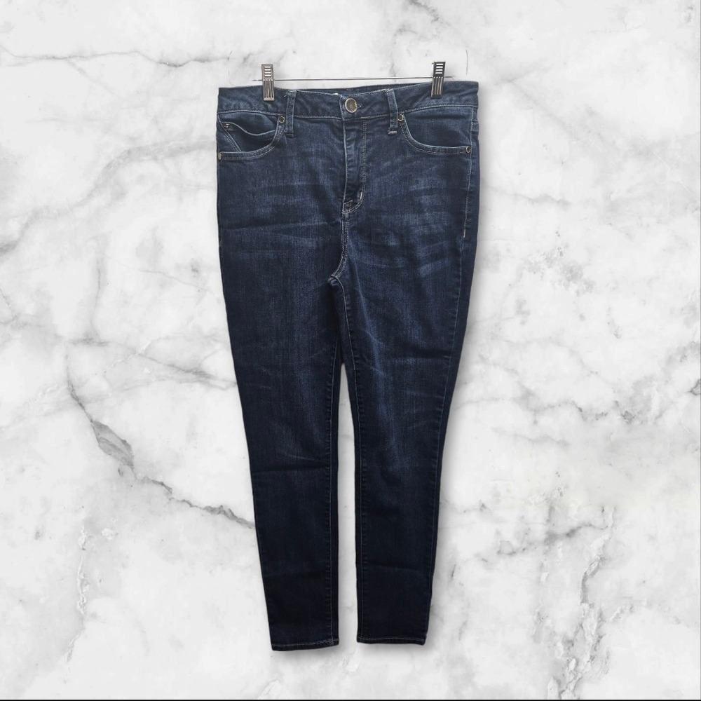 Seven7 Womens‎ Blue Denim Ultra High Rise Skinny Jeans Size 8 Whiskering